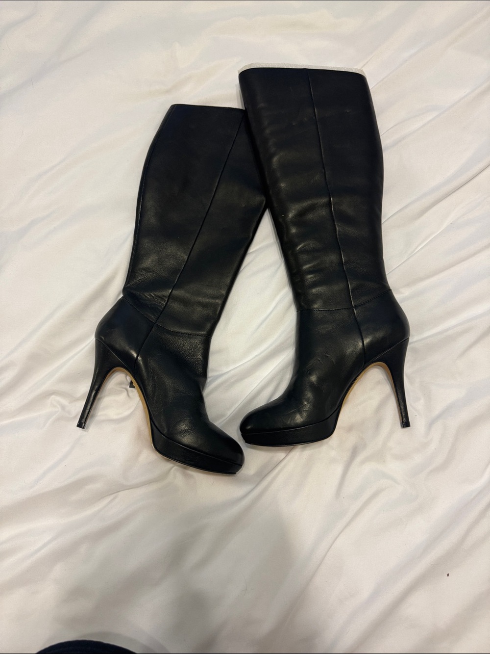 Vince Camuto Black Knee-High Platform Stiletto Boots